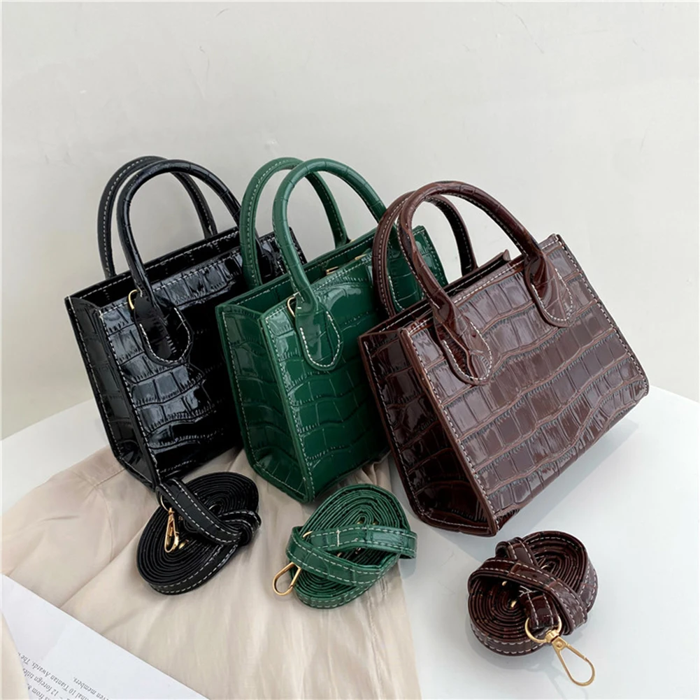 

Vintage Women Alligator Pattern Pure Color PU Leather Shoulder Crossbody Messenger Bag Casual Ladies Top-handle Small Handbags