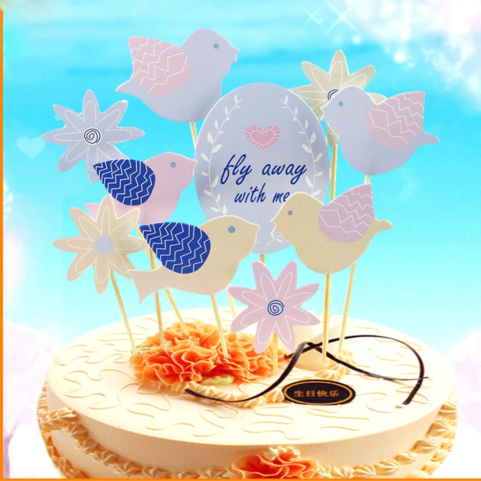 1 комплект птица с днем рождения в виде пирожного чашке фигурки жениха и невесты