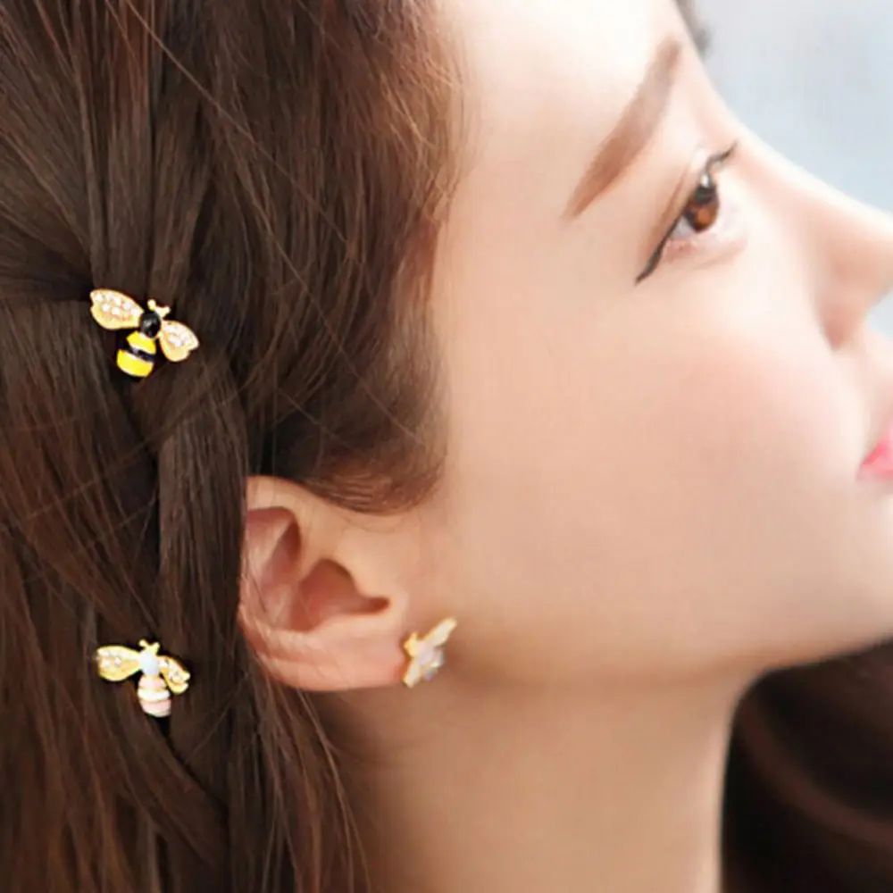 

1PCS Bee Rhinestone Hairgrip Girls Hair Clip Accessories Hairpin Fashion Women Metal Pearl Hair Pin Barrette Clip Side Hairpin