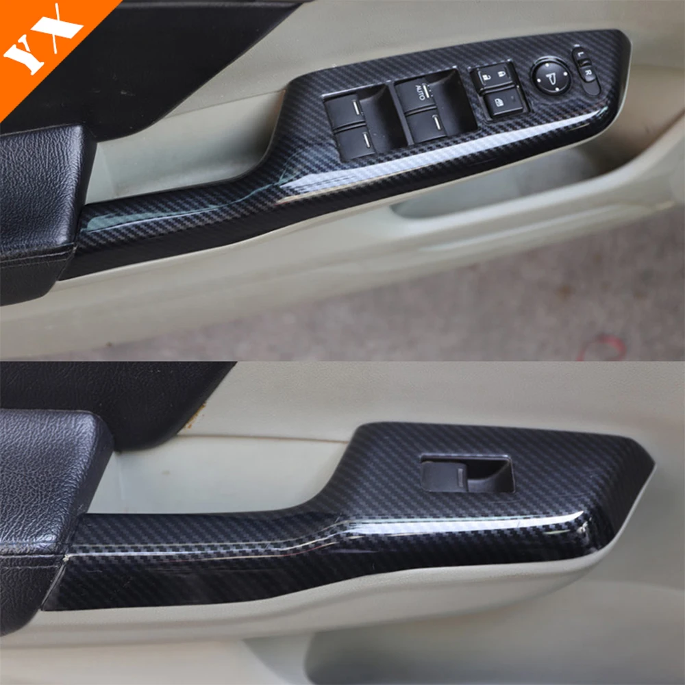 

LHD for Honda Civic 9TH 2012-2015 Accessories ABS Carbon interior Trim Car Door Armrest Window Glass Lift Switch Panel Cover