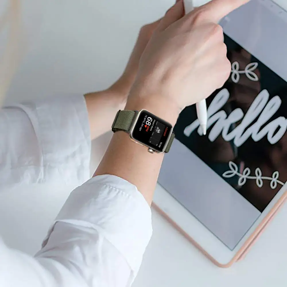 

Nylon Solo Loop Bracelet For Apple Watch Band 44mm 40mm 38mm 42mm Adjustable Elastic Strap iWatch Series 3 4 5 6 Se