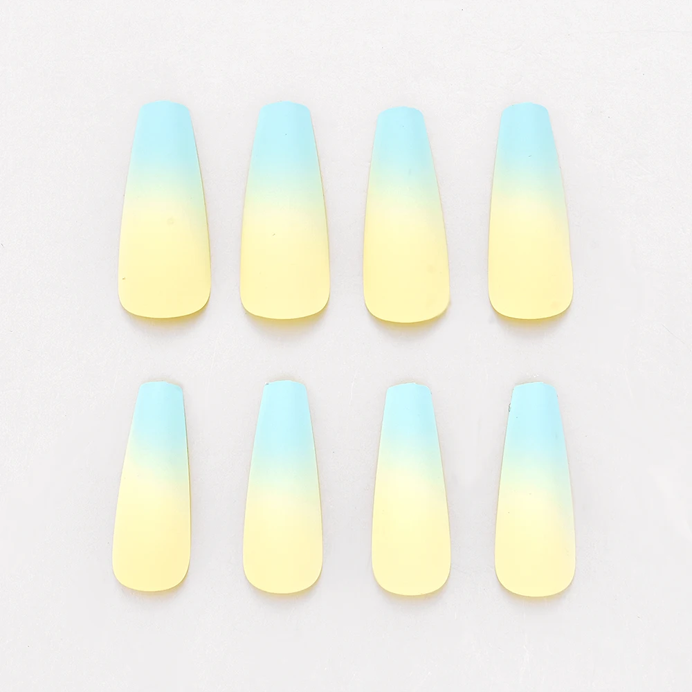 

24 Pcs/Set Matte Full Cover Gradient Series Long Ballet High-grade Gray Manicure Nail Art Tips Coffin Ballerina False Nails