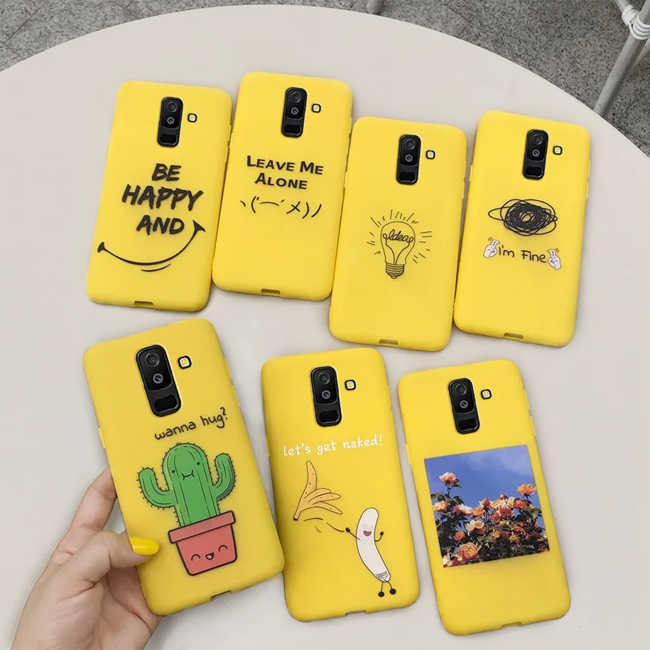 Силиконовый чехол с сердечками карамельных цветов для Samsung Galaxy A6 Plus 2018 мягкий из