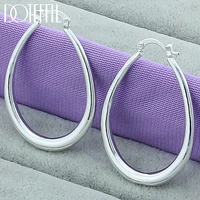 doteffil 925 sterling silver smooth solid circle u round hoop earring for women wedding engagement party fashion jewelry