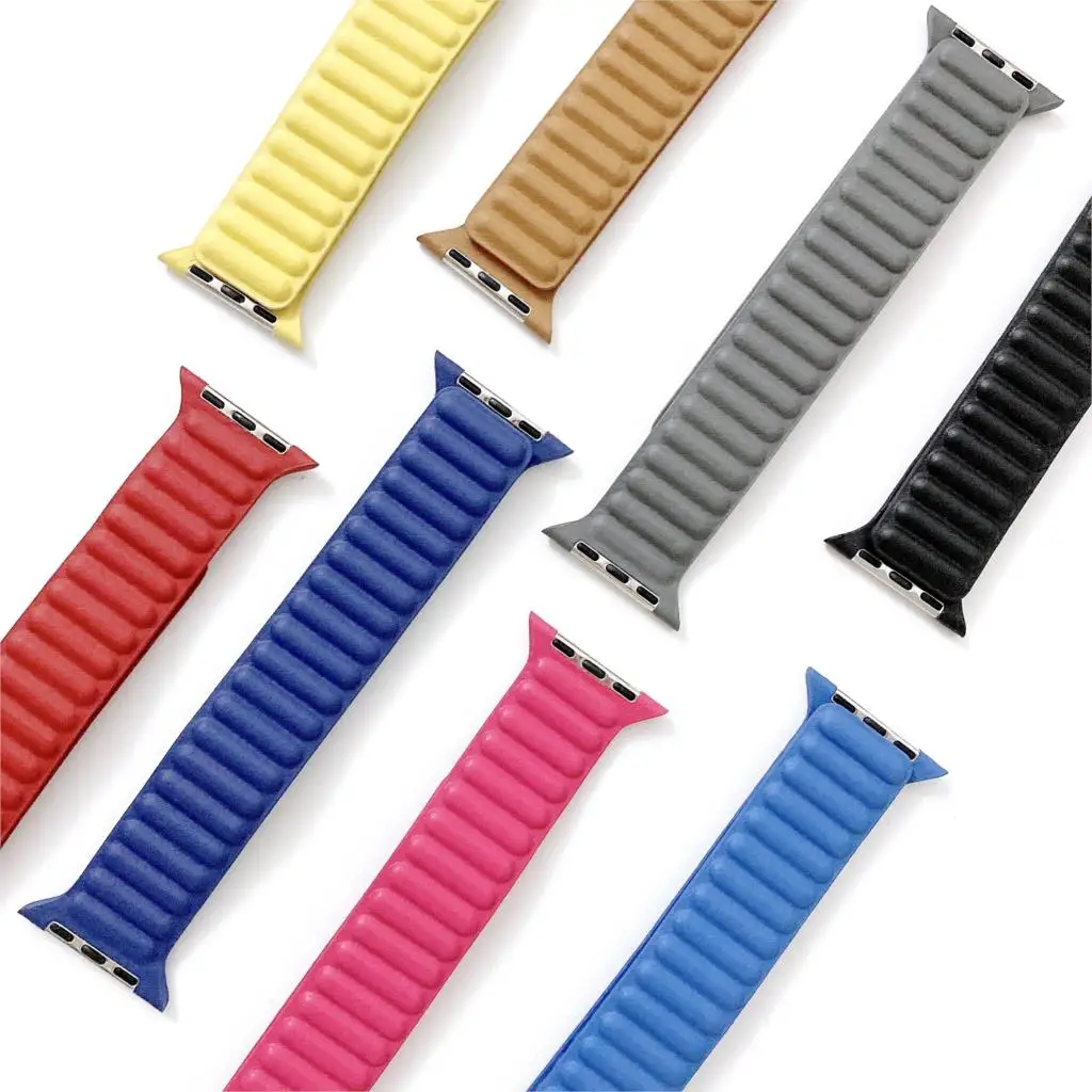 

Silicone/Leather Link For Apple watch band 44mm 40mm 42mm 38mm 42 mm 1:1 Magnetic Loop bracelet iWatch series 6 5 4 3 SE strap