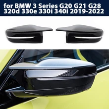 2p Bright Black Side Wing Rearview Mirror cover caps for BMW 3 Series G20 G21 G28 320d 330e 330i 340i 2019-2022 M4 style LHD RHD