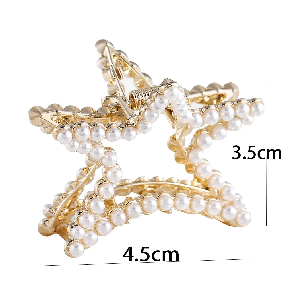 

New Geometric Imitation Pearl Hair Claw Clamps Hair Crab Moon Shape Hair Clip Claws Solid Color Accessories For Women