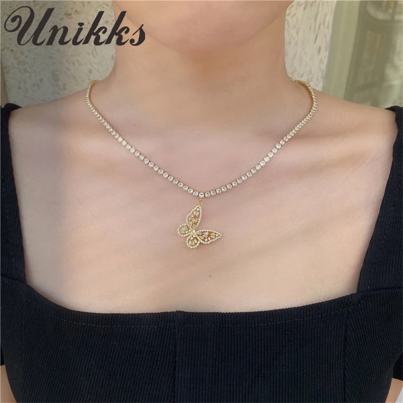 

Full diamond necklace female tide net red butterfly simple personality temperament clavicle chain