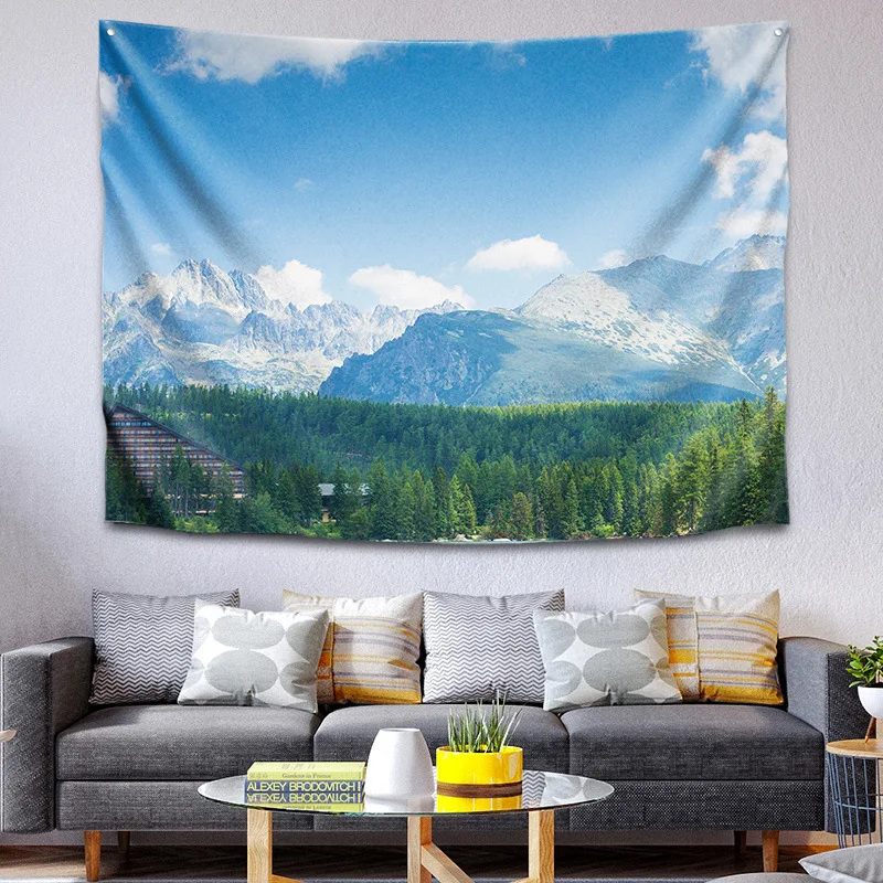 

Landscape beach pattern cartoon Blanket Tapestry 3D Printed Tapestrying Rectangular Home Decor Wall Hanging style-3