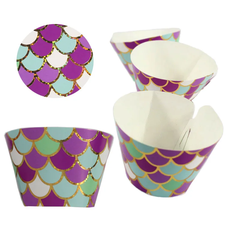 

6pcs 12pcs Stamping Gold Cakecup Mermaid Party Decor Under The Sea Party Lovely Mermaid Birthday Party Decor Mermaid Theme Decor