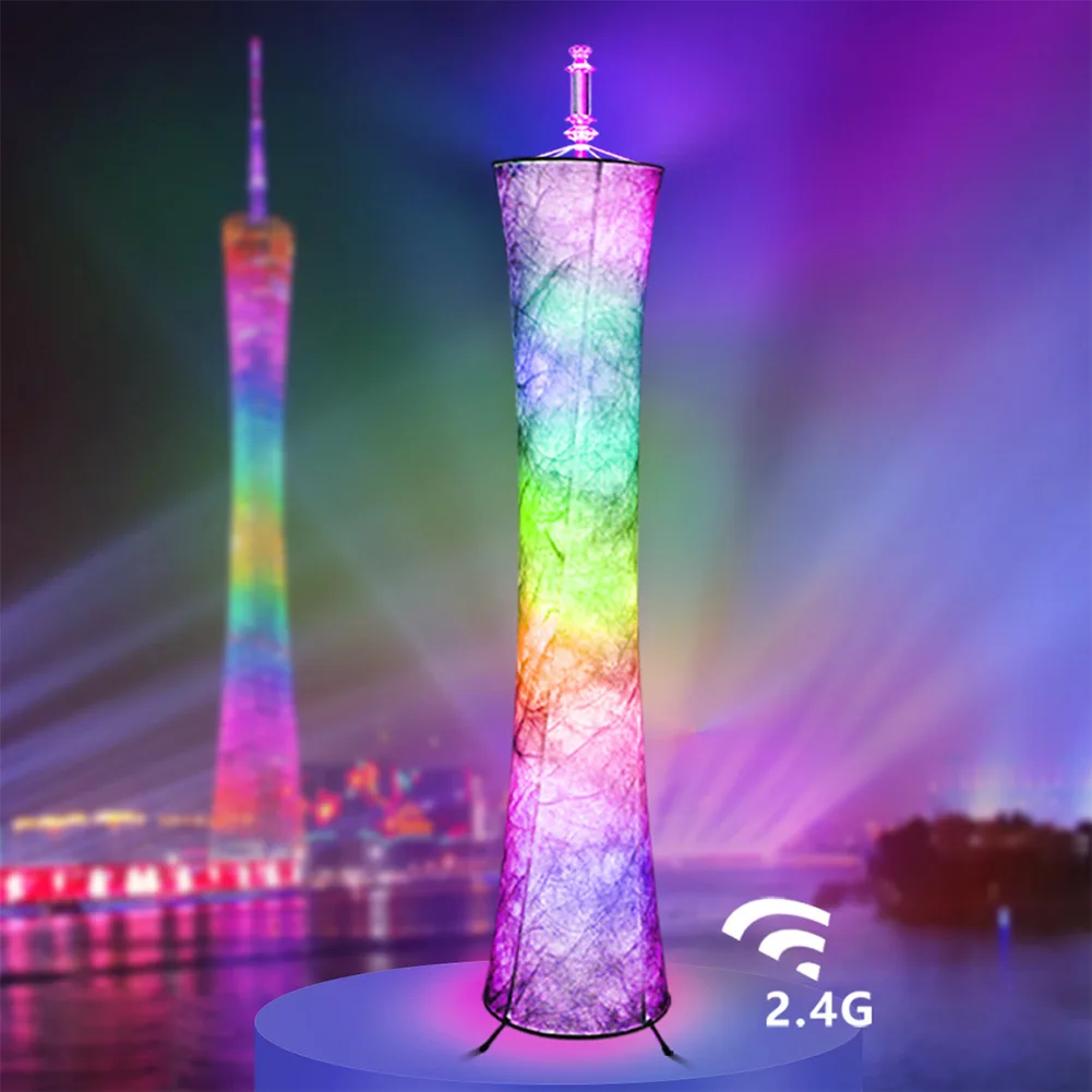 

Timing Hotel Slim Waist With Remote Control RGB Color Changing 2.4G Office Atmosphere Modern Party Fabric Shade LED Floor Lamp