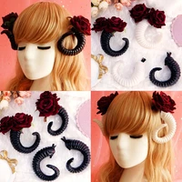 gothic lolita headwear cosplay prop devil horn headband hairband sheep horn hair clip