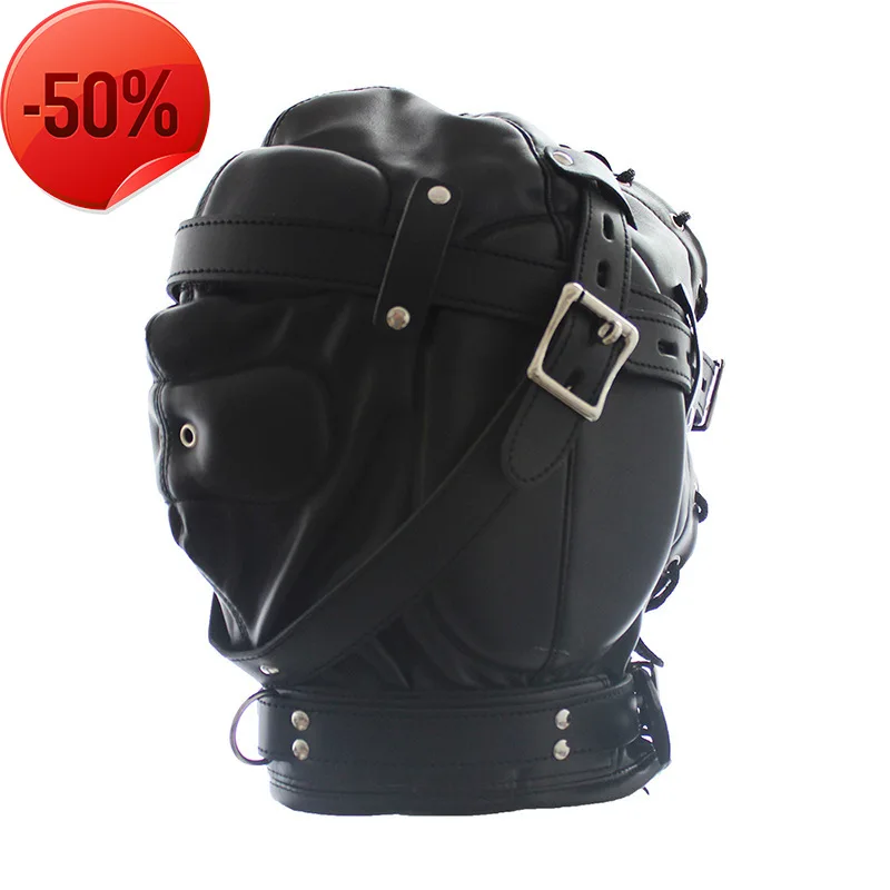 

SM, альтернативные товары для взрослых, черная кожаная маска для ноздрей, головной убор, маска для глаз