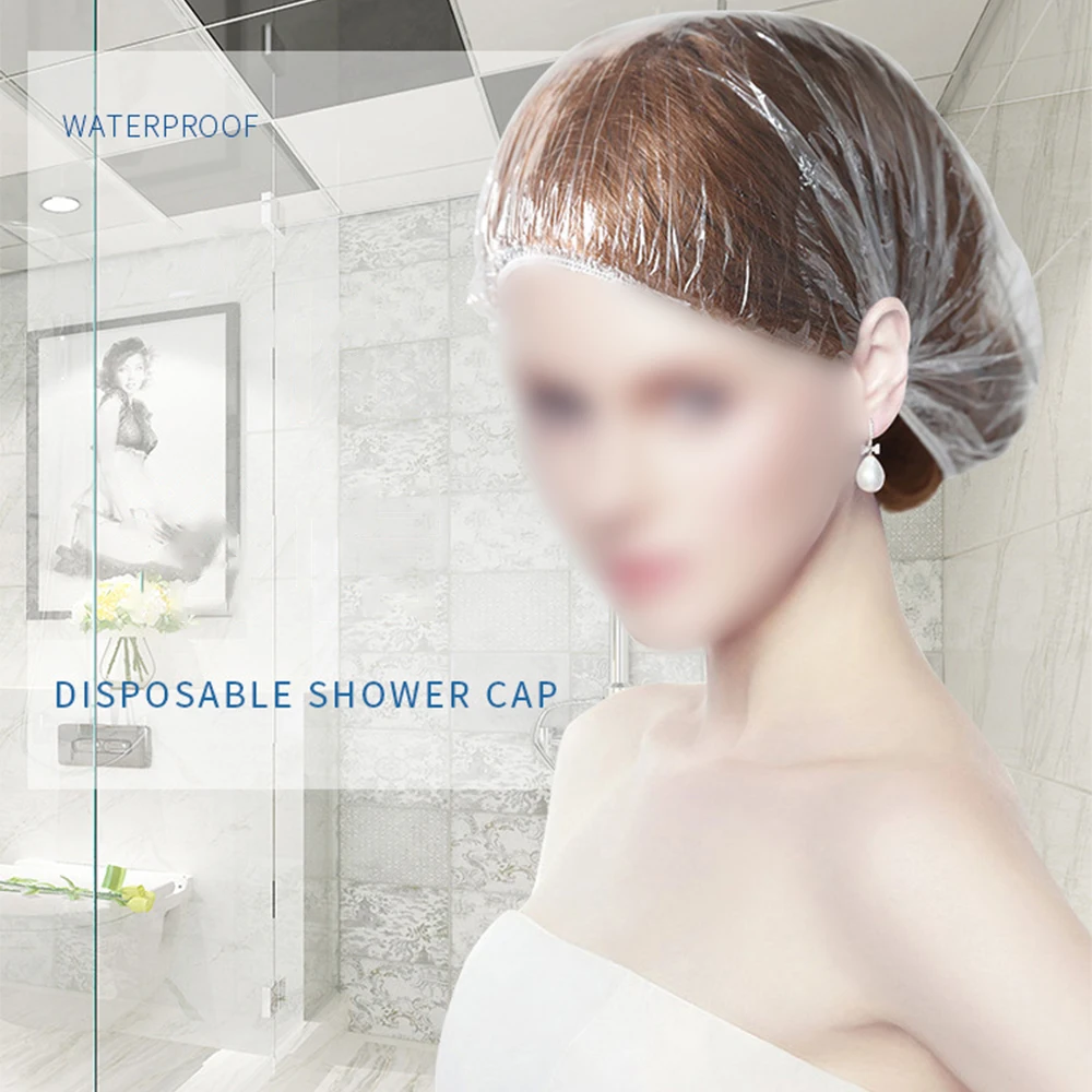 100 шт одноразовые пластиковые колпачки для душа водонепроницаемые прозрачные