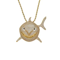 fashion shark metal pendant necklace mens fish interwoven chain pendant fish necklace fashion male hip hop personality jewelry