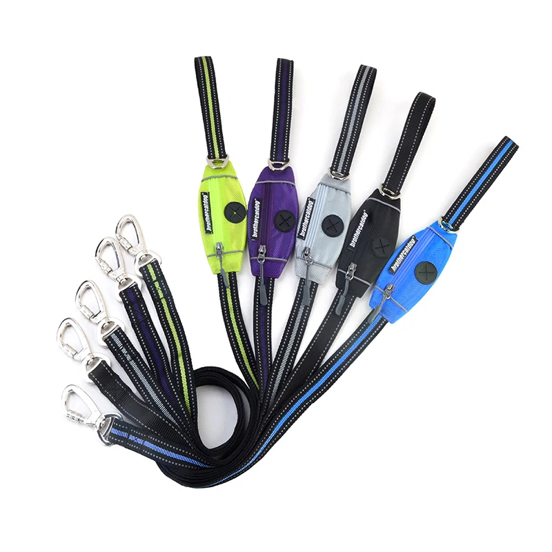 Светоотражающий Поводок для собак с карманом мусора нейлоновая поводок прогулок
