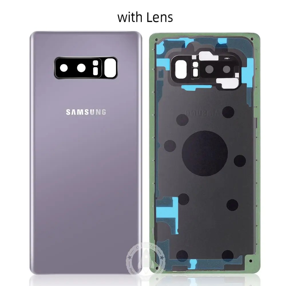 Стекло SAMSUNG Galaxy Note 8 N9500 N950F задняя Батарея крышка Дверь задняя Корпус чехол сменная адгезионная Стикеры 6,3 дюймов - Цвет: Purple with Lens