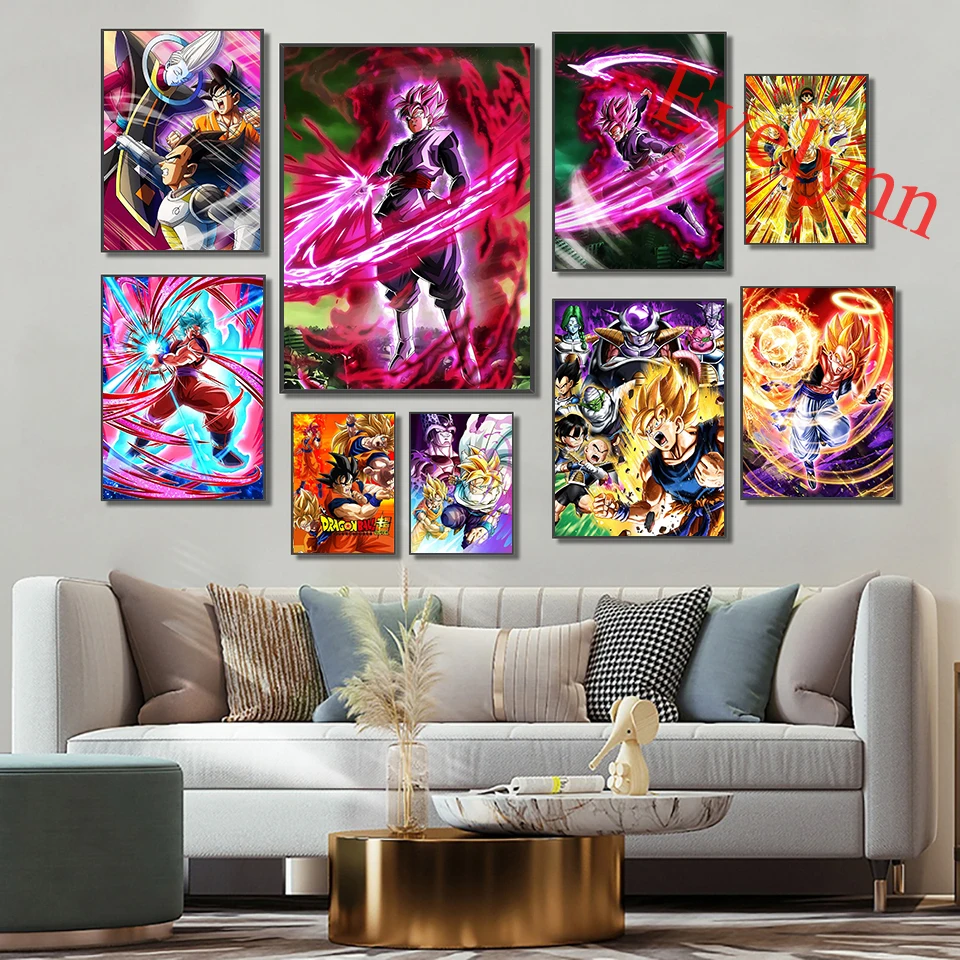Аниме Супер Гоку Драконий плакат Сага черная Стрекоза живопись современный