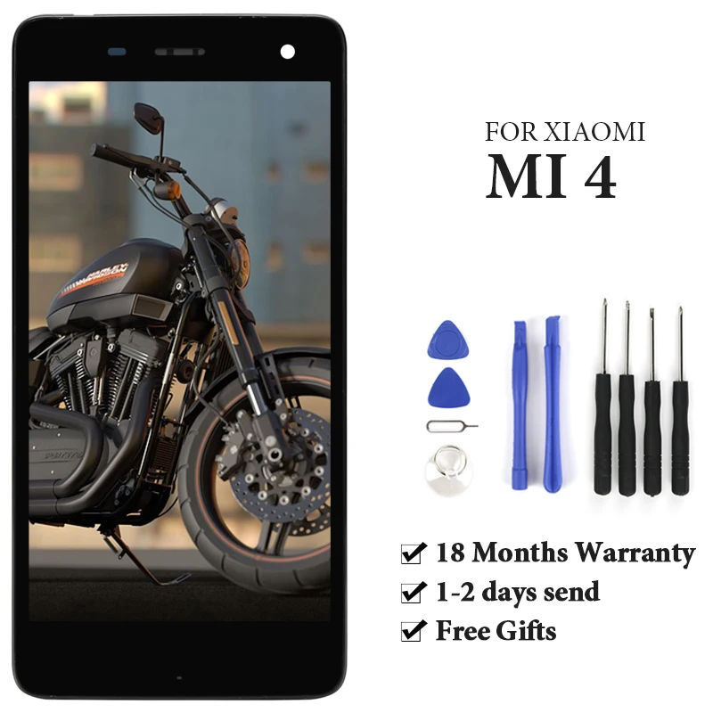 

ЖК-дисплей с сенсорным экраном и рамкой для Mi 4, черный, белый, без битых пикселей, запасные части для ремонта и замены ЖК-дисплея Mi 4