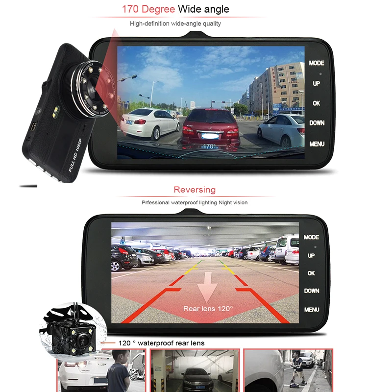 A Dual Lens Car DVR Auto Camera Dvrs FHD1080P Night Vision Parking Video Registrator Dash Cam Recorder Camcorder Vehicle | Автомобили и