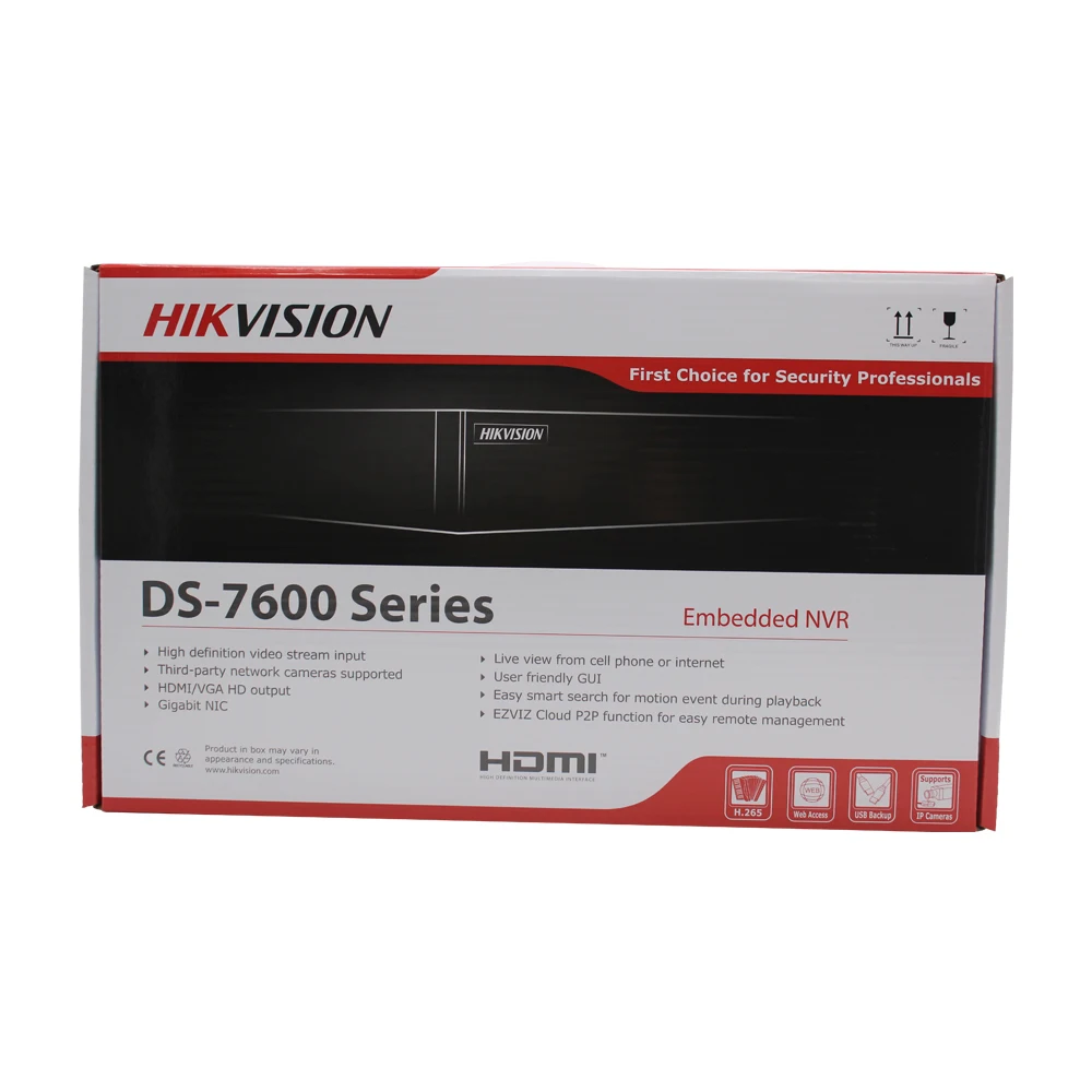 Hikvision 4CH PoE NVR DS-7604NI-K1/4 P 4-канальный встроенный Plug Play 4K NVR с 4 PoE портами для ip-камеры системы видеонаблюдения