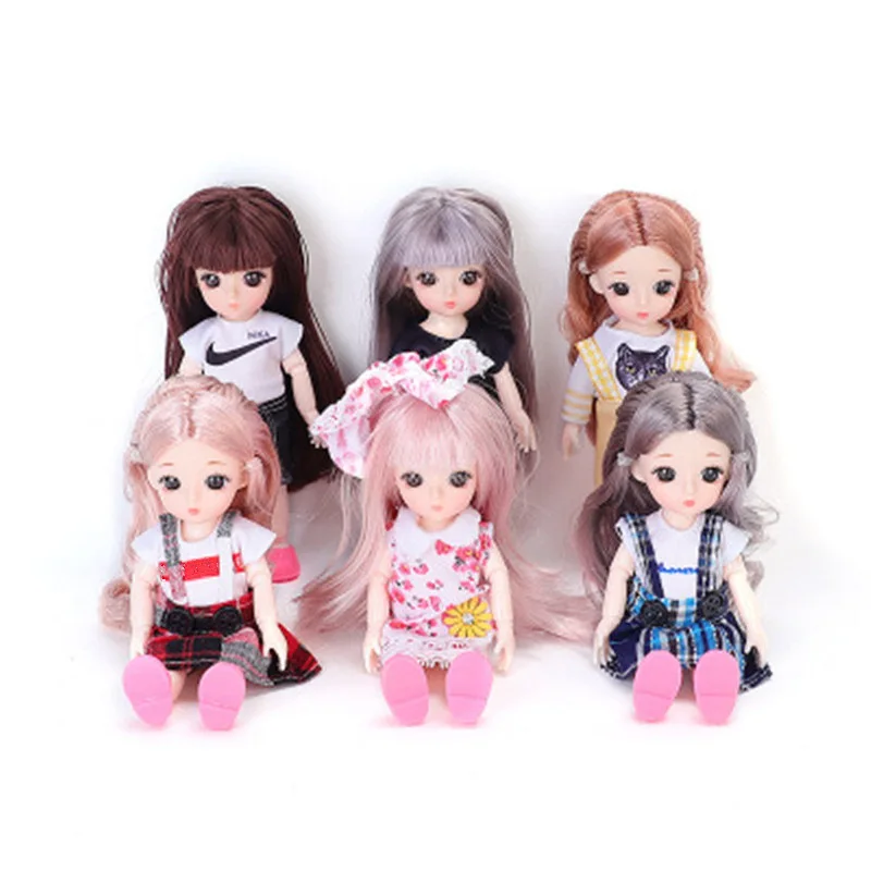 6 шт. 16 см модные куклы принцессы BJD с платьем и обувью 13 суставов подвижные 3D красивые ученики обнимают сладкие подарки для девочек