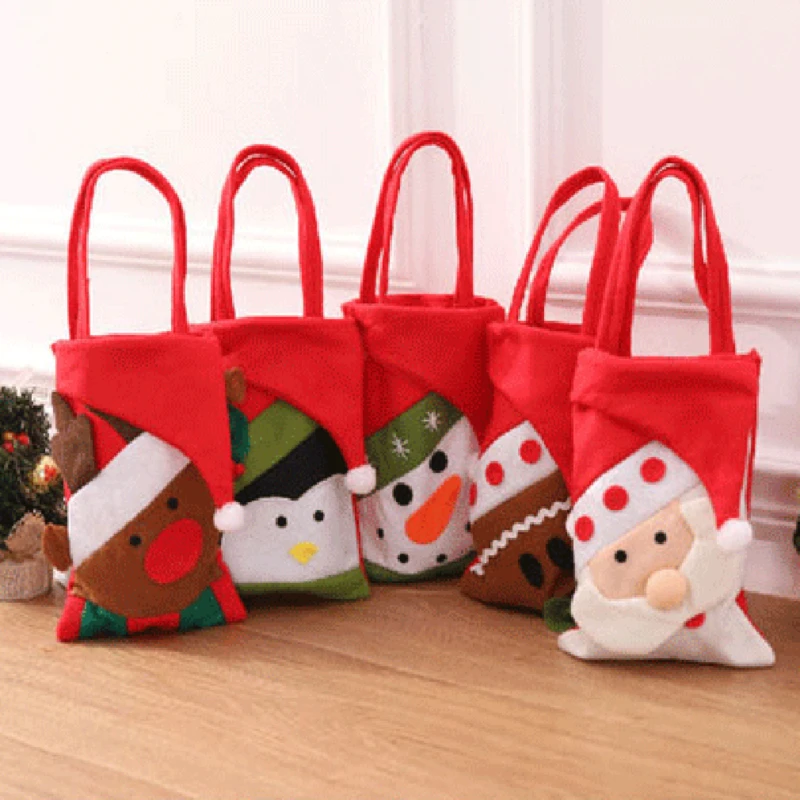 Christmas Gift Bag Candy Bag Snowflake/Santa Claus Crisp Bag Handmade Soap Drawstring Cookie Bag Christmas Decor Dropship