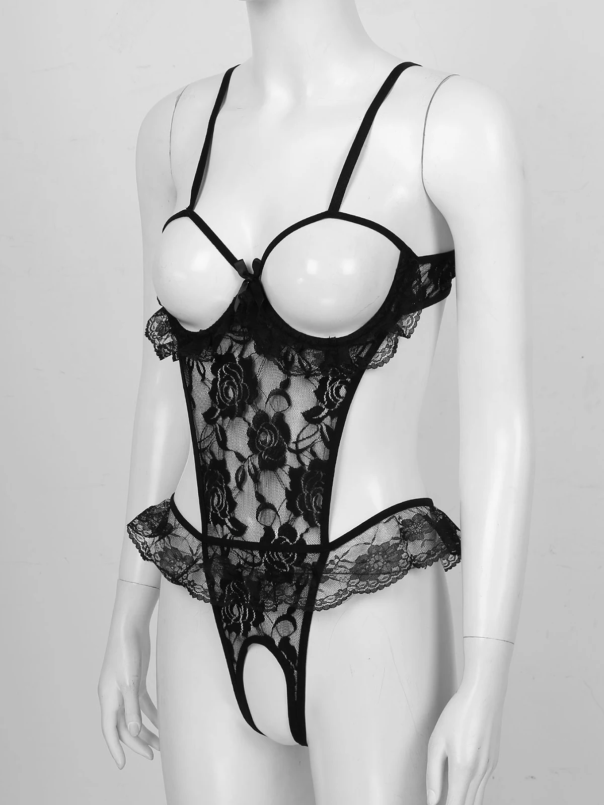 

Женское кружевное нижнее белье, Цельный боди с открытыми косточками, экзотическое нижнее белье с вырезом