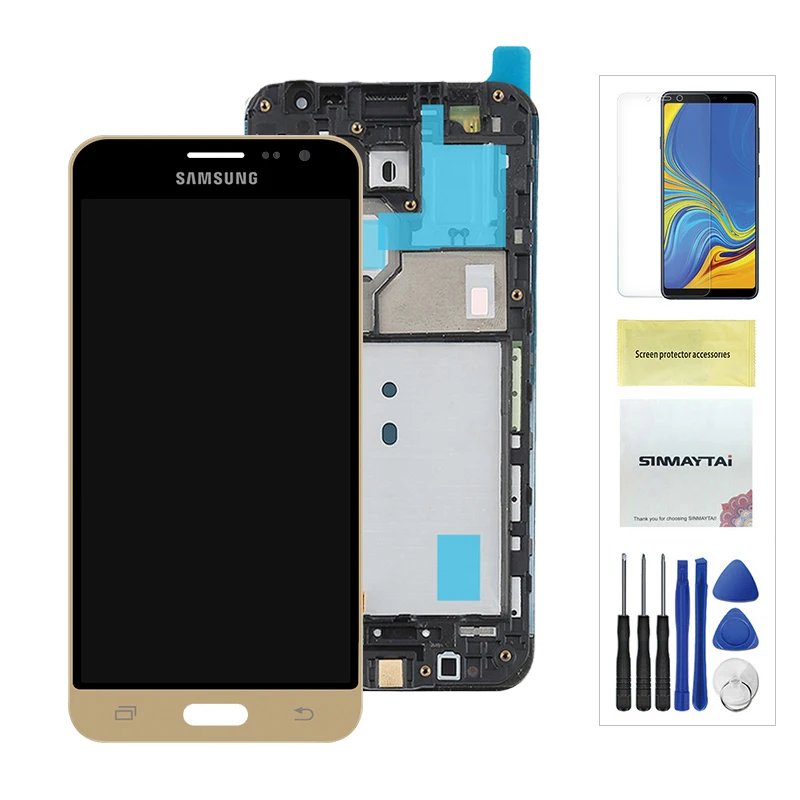Gold With Frame J320F ЖК-дисплей для samsung Galaxy J3 J320 J320A J320M J320F дисплей SM-J320FN/M/H/DS сенсорный экран дигитайзер с рамкой в сборе - Цвет: Gold With Frame