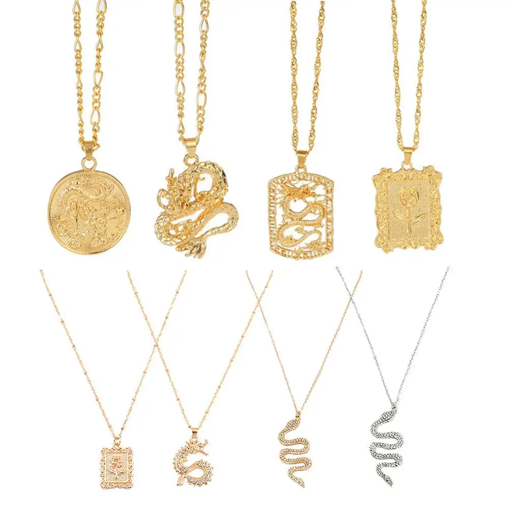 Ожерелье чокер с подвеской в виде китайского дракона для женщин и мужчин модное