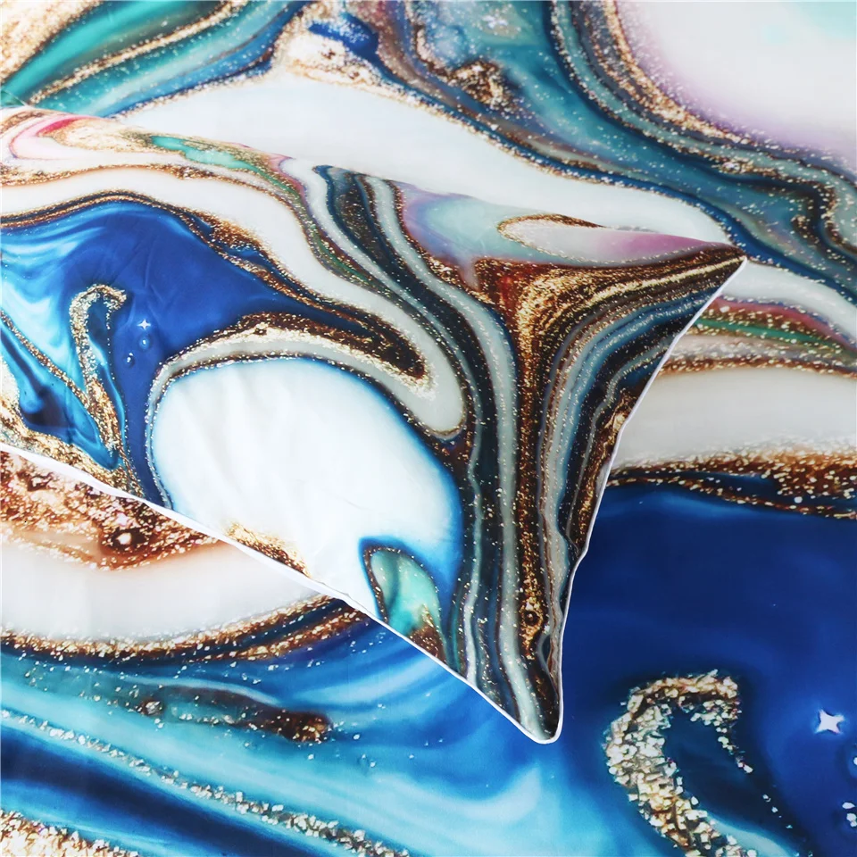 BlessLiving Мрамор текстура Постельное белье queen Золотой Зеленый Синий пододеяльник с принтом зыбучих песков постельного белья из 3 предметов роскошное покрывало Прямая поставка