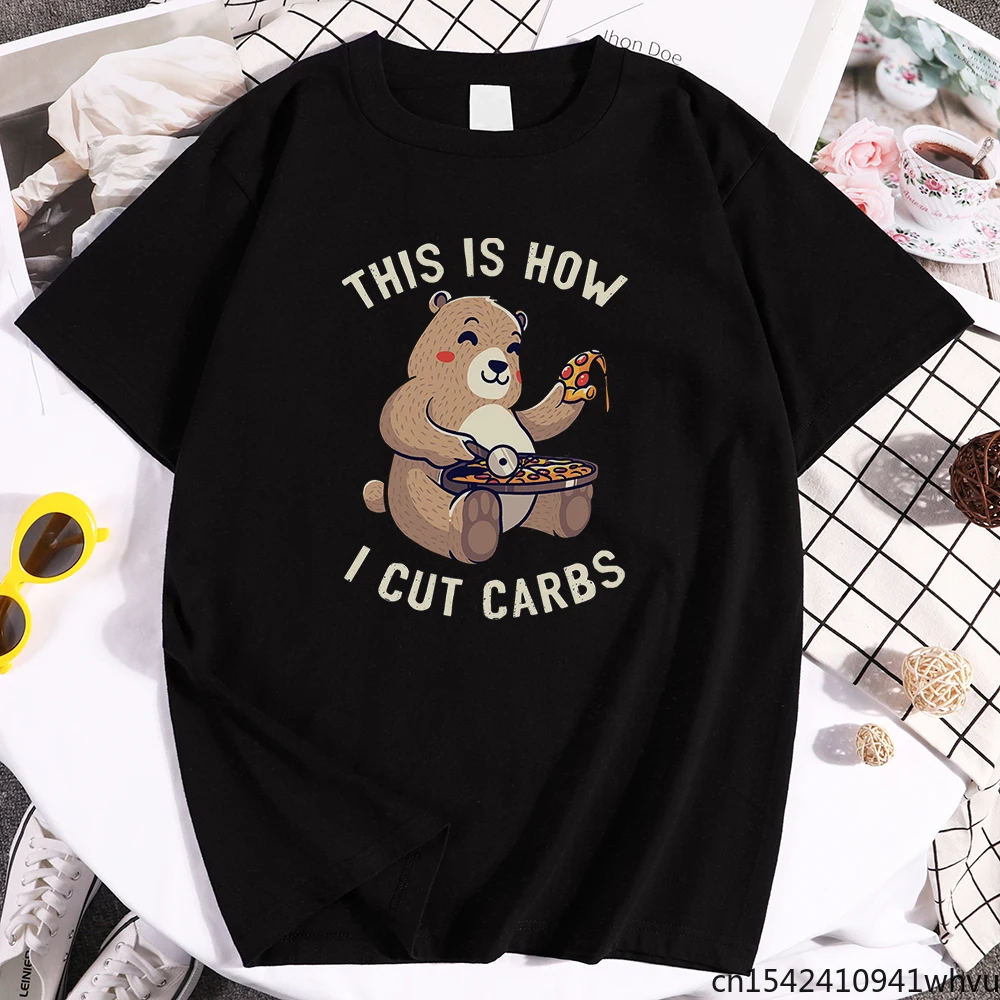 

Bear Eat Pizza This Is How I Cut Carbs Print Women Tshirt Anime Hip Hop Comfortable Top Sport Casual