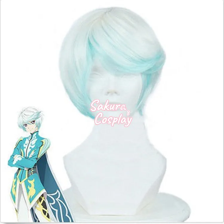 

Tales of Zestiria The X Mikleo Cosplay Short White Blue Ombre Heat Resistant Synthetic Hair Halloween Carnival Party + Wig Cap