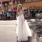 Женское свадебное платье на бретельках LORIE, пляжное платье невесты с V-образным вырезом, 2019