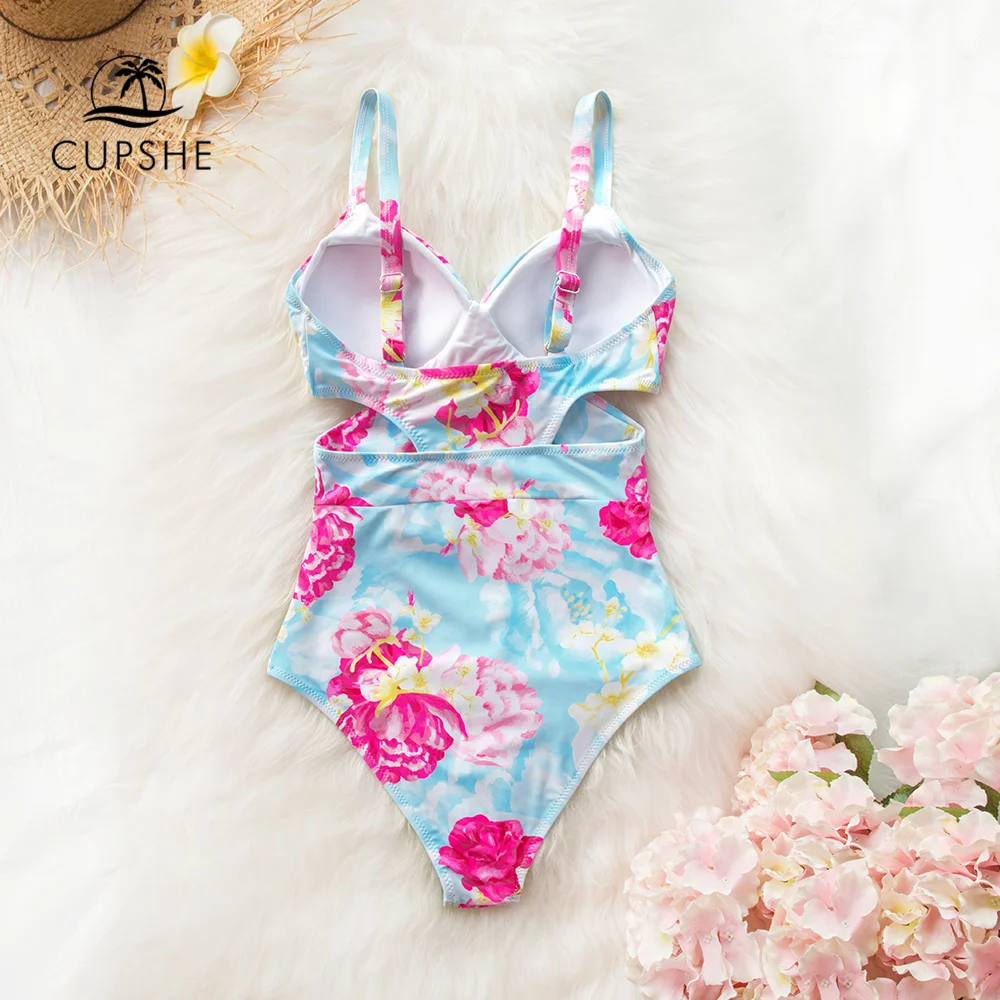 CUPSHE мечтательный цветочный Цельный купальник с вырезом женский сексуальный