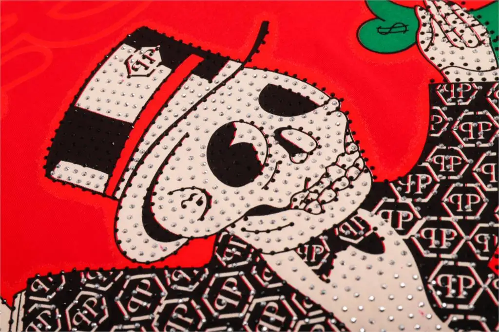 

Philipp Plein- Brand Original Design T-shirt happy Skull Hot Rhinestone Cotton Short Sleeve T-shirt Summer Streetwear Tops Tees