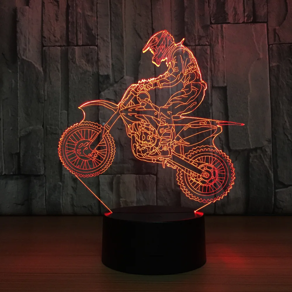 

3D Motocross Bike Night Lights LED USB 7 Colors Sensor Desk Lamp Novelty 3D Table Lamp as Holiday Birthday Decor Gifts Dropship