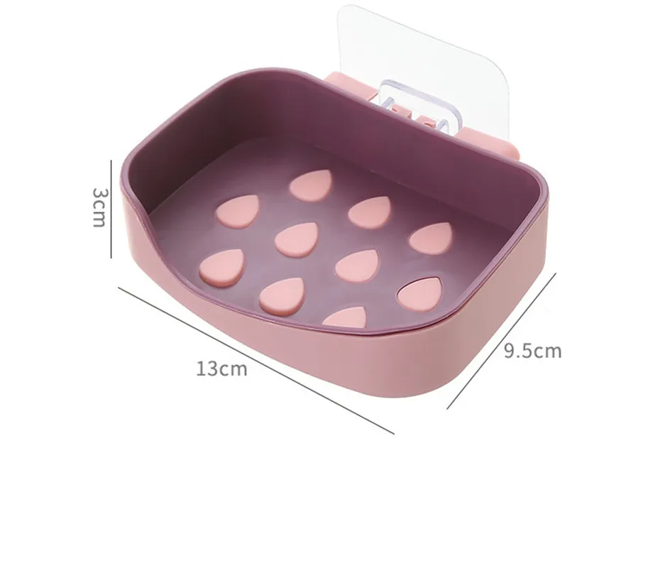 

Bathroom Wall Mounted Soap Dish Washing Face Laundry Free Punching Strong Suction Cup Double Drain Nordic Cover Soap Holder