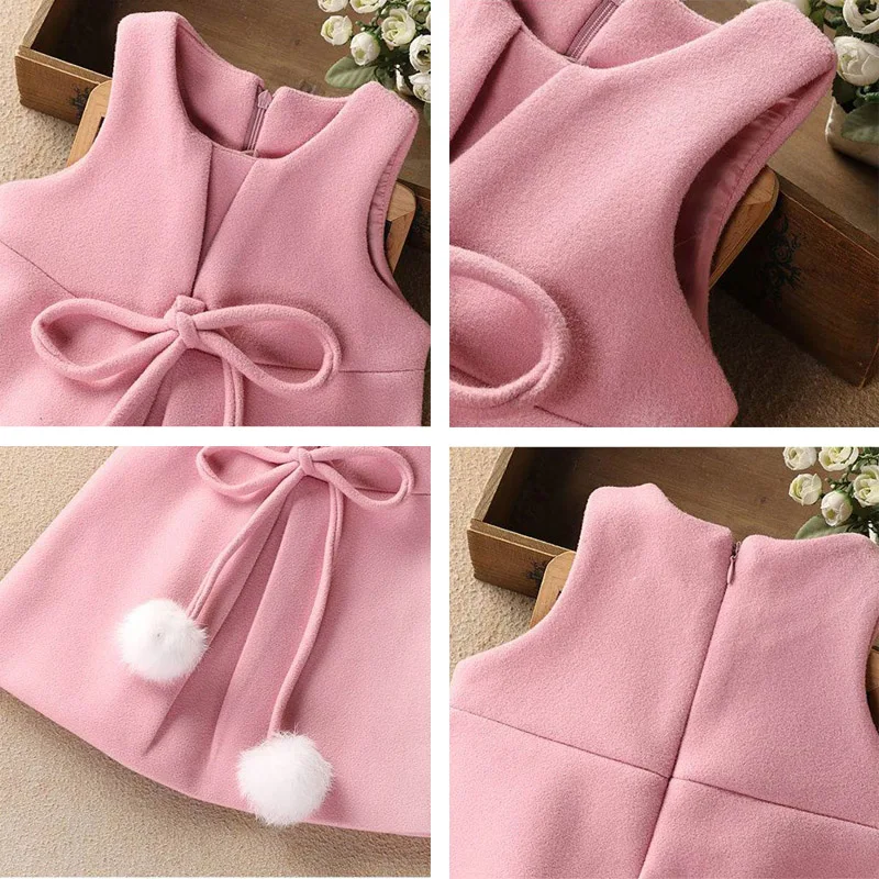 Детские вечерние платья с котом для девочек зимние Бархатные однотонные без