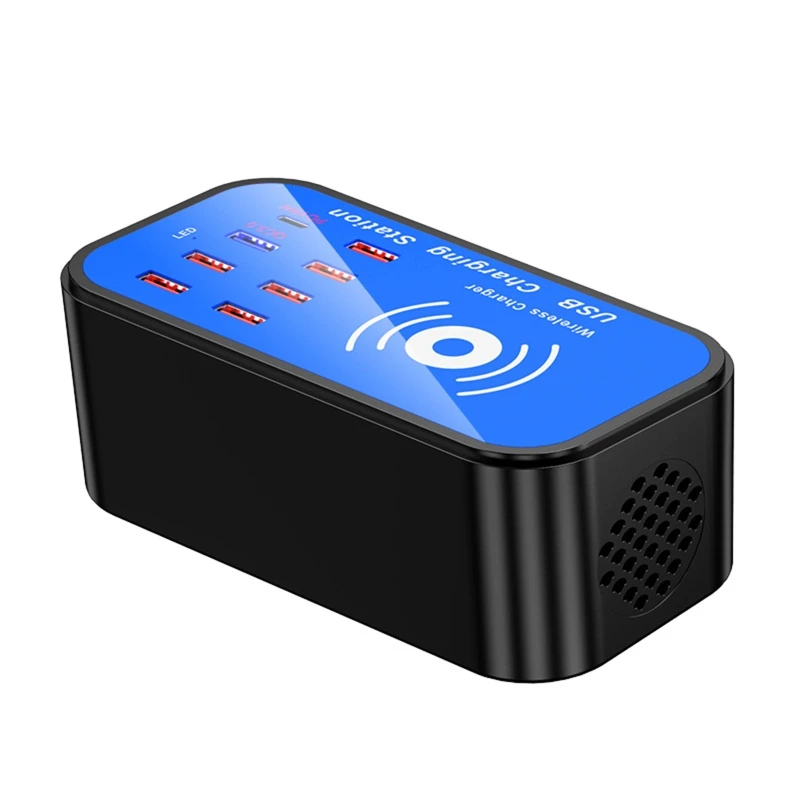 

US/EU/UK Plug Multifunctional 4-in-1 USB Charging Station 10W Wireless Charger