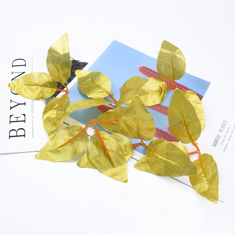 10 шт. золотые и серебряные листья рождественские украшения в виде листьев розы