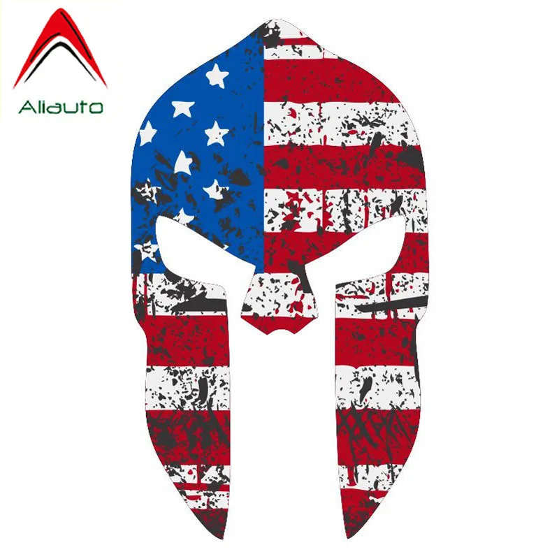 Наклейка на автомобиль Aliauto Спартанский шлем татуированный Флаг США Стильный