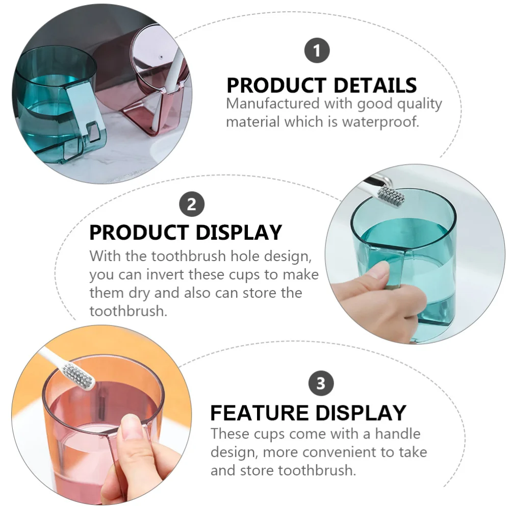 

3pcs Household Washing Cups with Toothbrush Holes Creative Toothbrush Cups