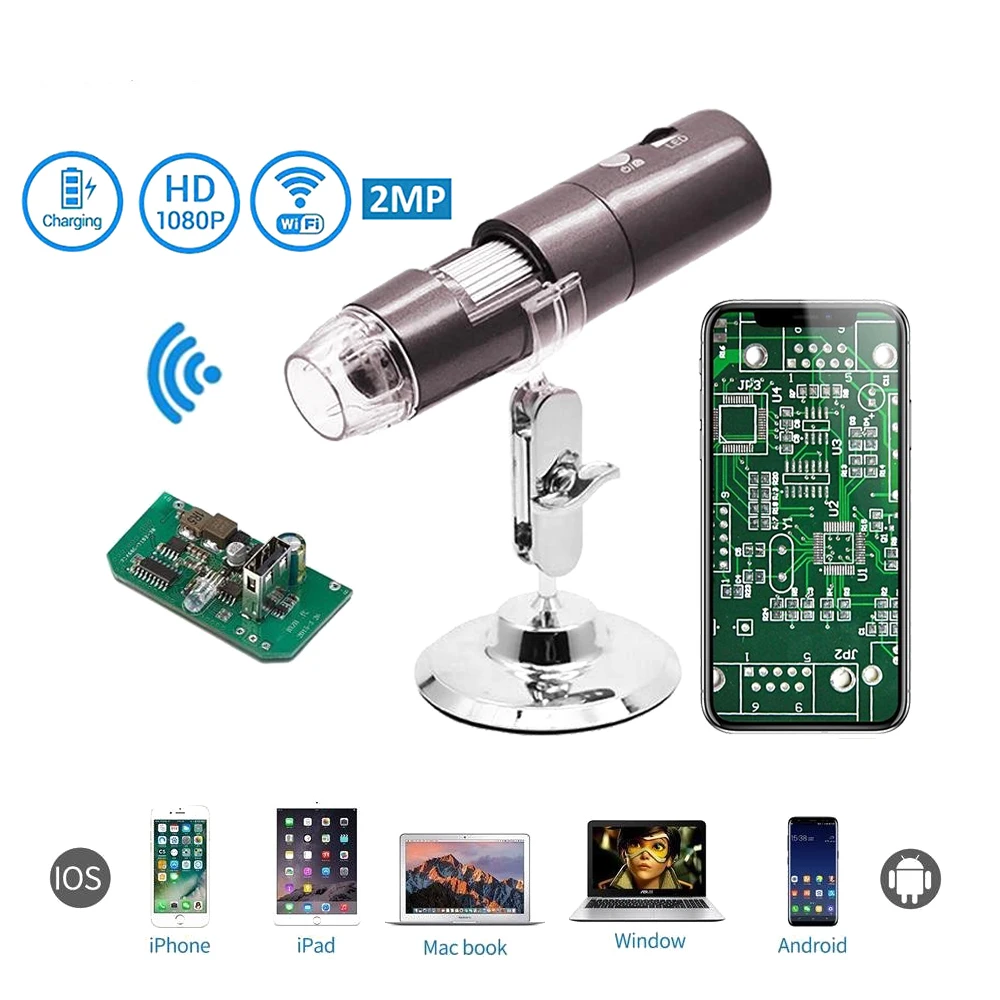 1080P 1000X WiFi цифровой микроскоп для Android Iphone мобильный телефон 8 светодиодный 3в1 детский цифровой микроскоп USB эндоскоп зум Камера