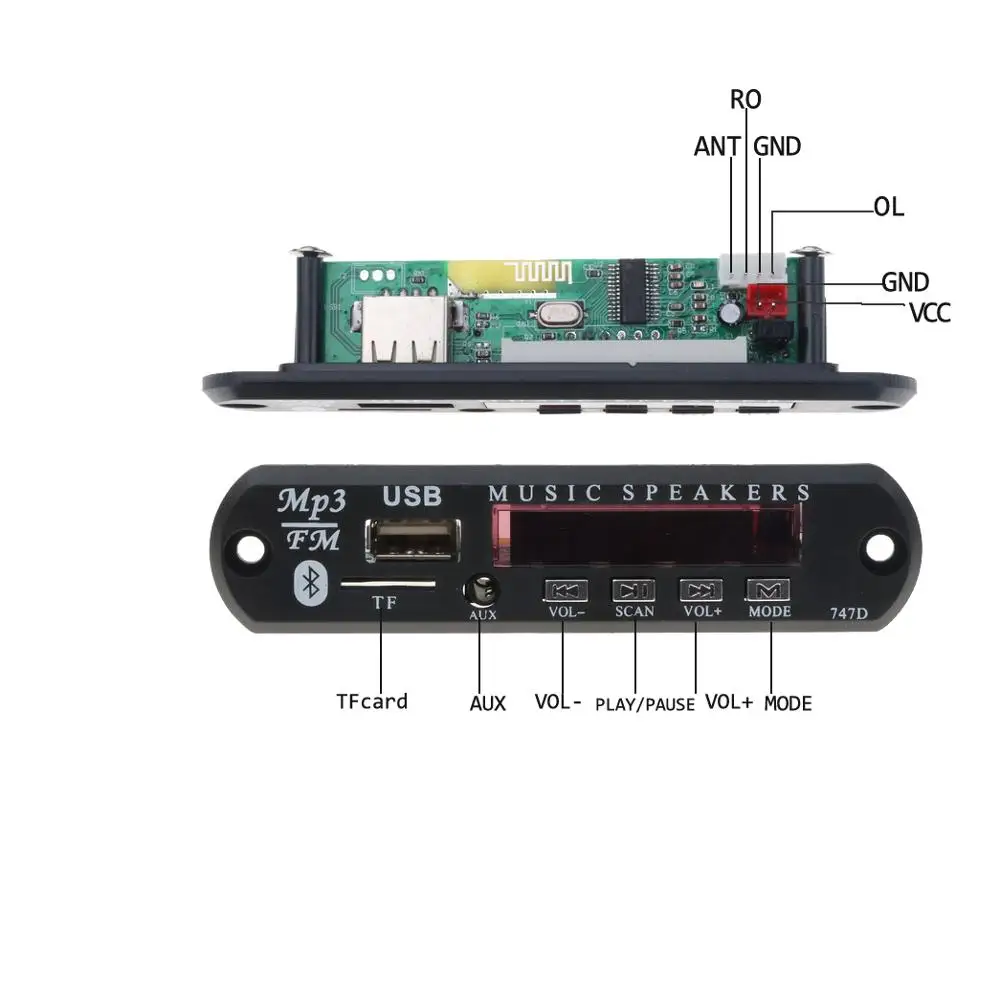Автомобильный Динамик модуль DIY Bluetooth MP3 WMA декодер плата DC 5V 12V поддержка FM SD USB AUX