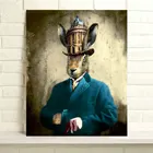 Картина маслом с изображением животных, ручная роспись, домашний декор, настенная живопись на холсте, заяц в стиле стимпанк, 24x30 дюймов, холст, настенное искусство