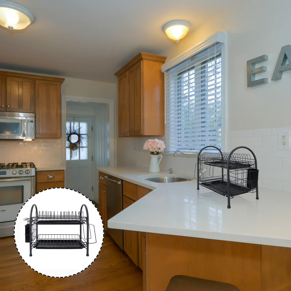 

1Pc Storage Racks Kitchen Multi-layer Dish Rack Cutlery Display Stand (Black)