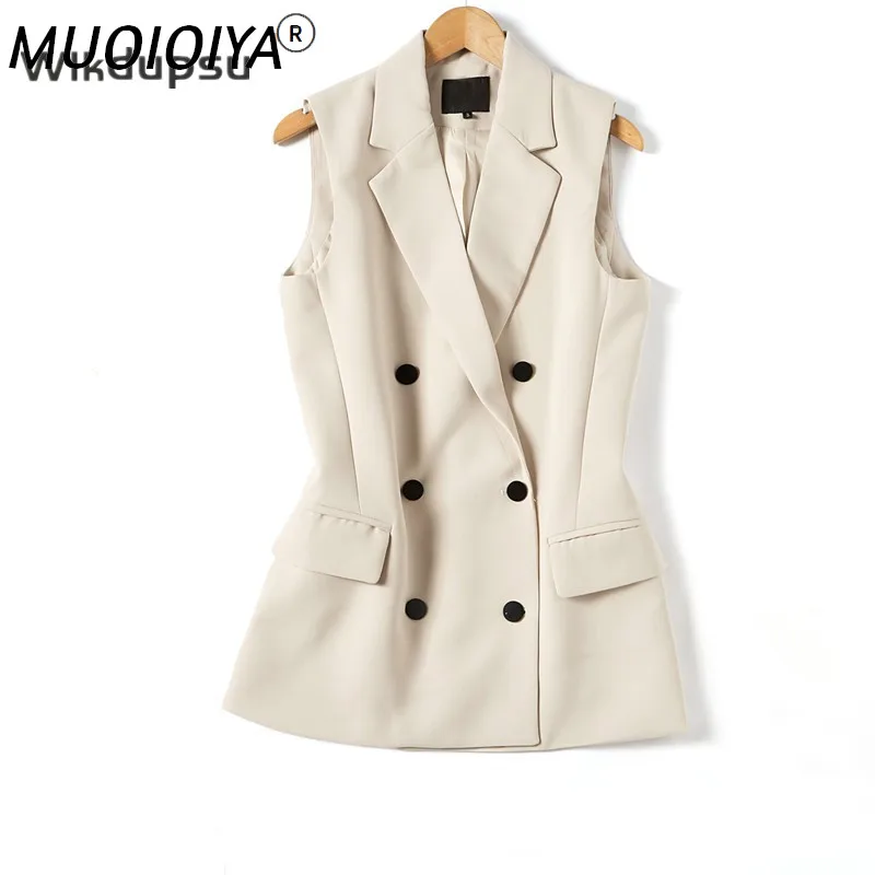 

Elegant Vest For Women Trendy Vintage Double Breasted Formal Business Office Ladies Work Waistcoat Outwear Top Female Plus Size