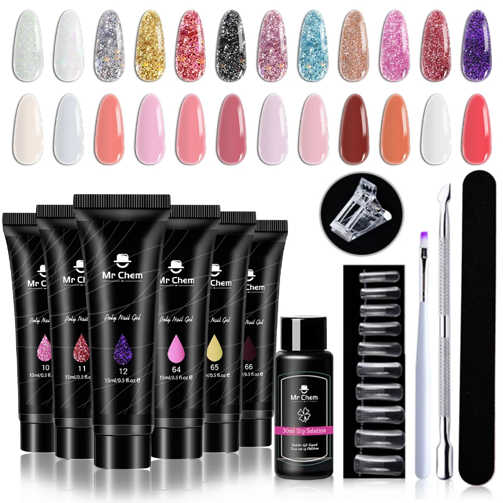 Набор маникюра Mr Chem для быстрого наращивания ногтей набор из 7 акриловых УФ гелей