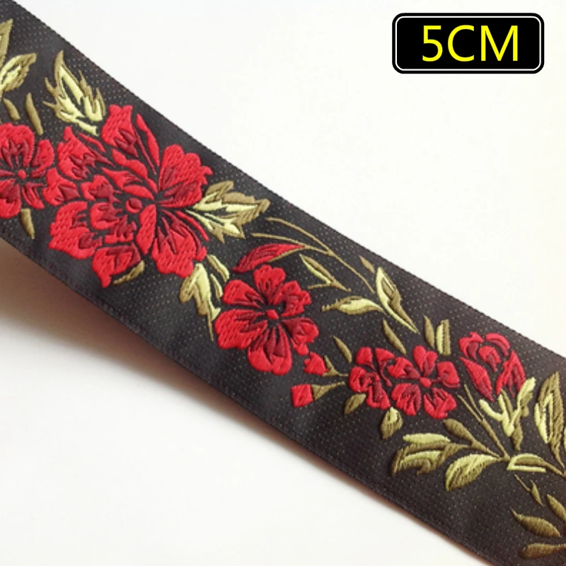 5yard/lot 2CM 3.3CM 5CM Red Rose Flower Woven Jacquard Ribbon Pattern For Curtain And Clothing Accessory | Дом и сад